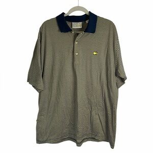Augusta National Golf Shop Navy & Yellow Stripe Masters Polo Golf Mens Sz XL